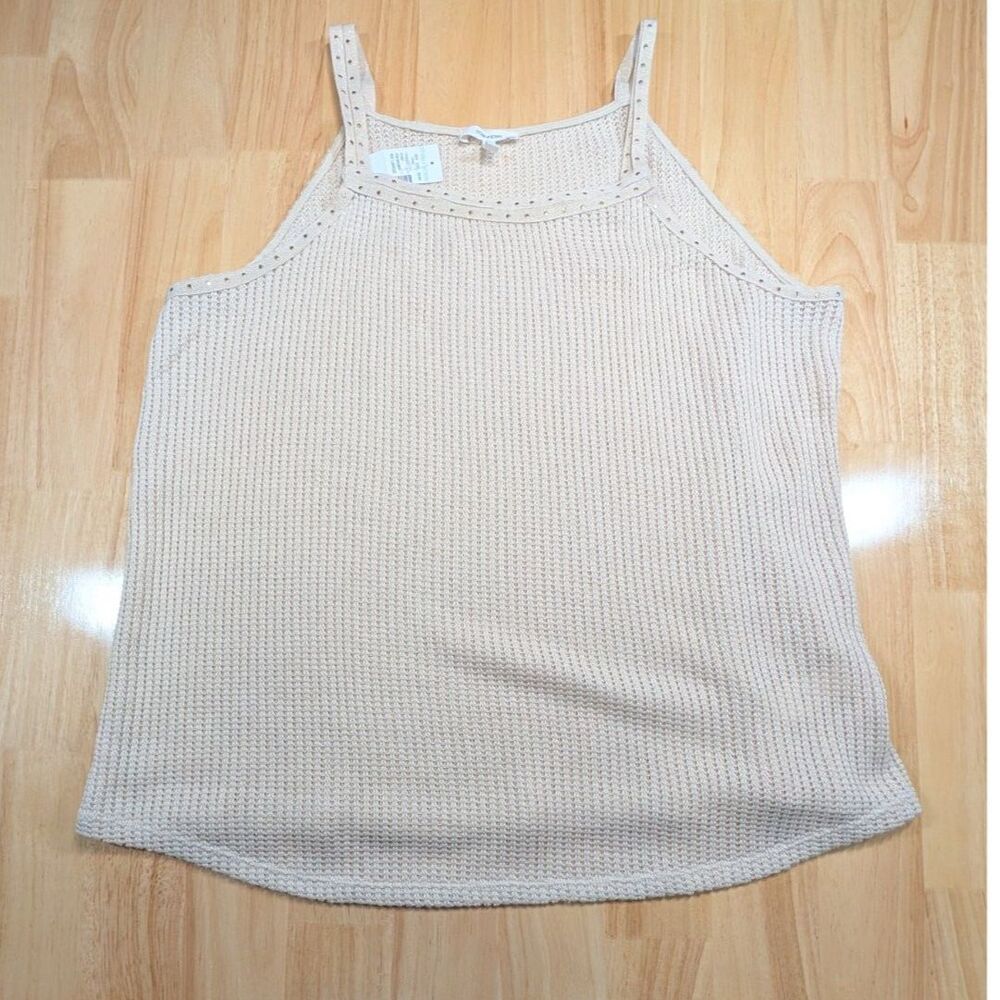 Maurices XXL‎ Knit Tank Top NWT Beige Studded Strap Lightweight Summer